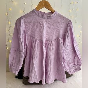 Topshop lilac cotton textured swing top